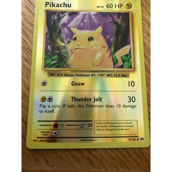Pokémon Card Pikachu 35/108 XY Evolutions 2016 Reverse Holo LP-NM - Picture 6 of 6